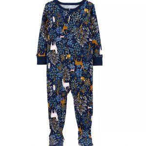 Deer Woodland Print Carter's Baby Girl 18M Footie Pajamas 100% Cotton Flowers